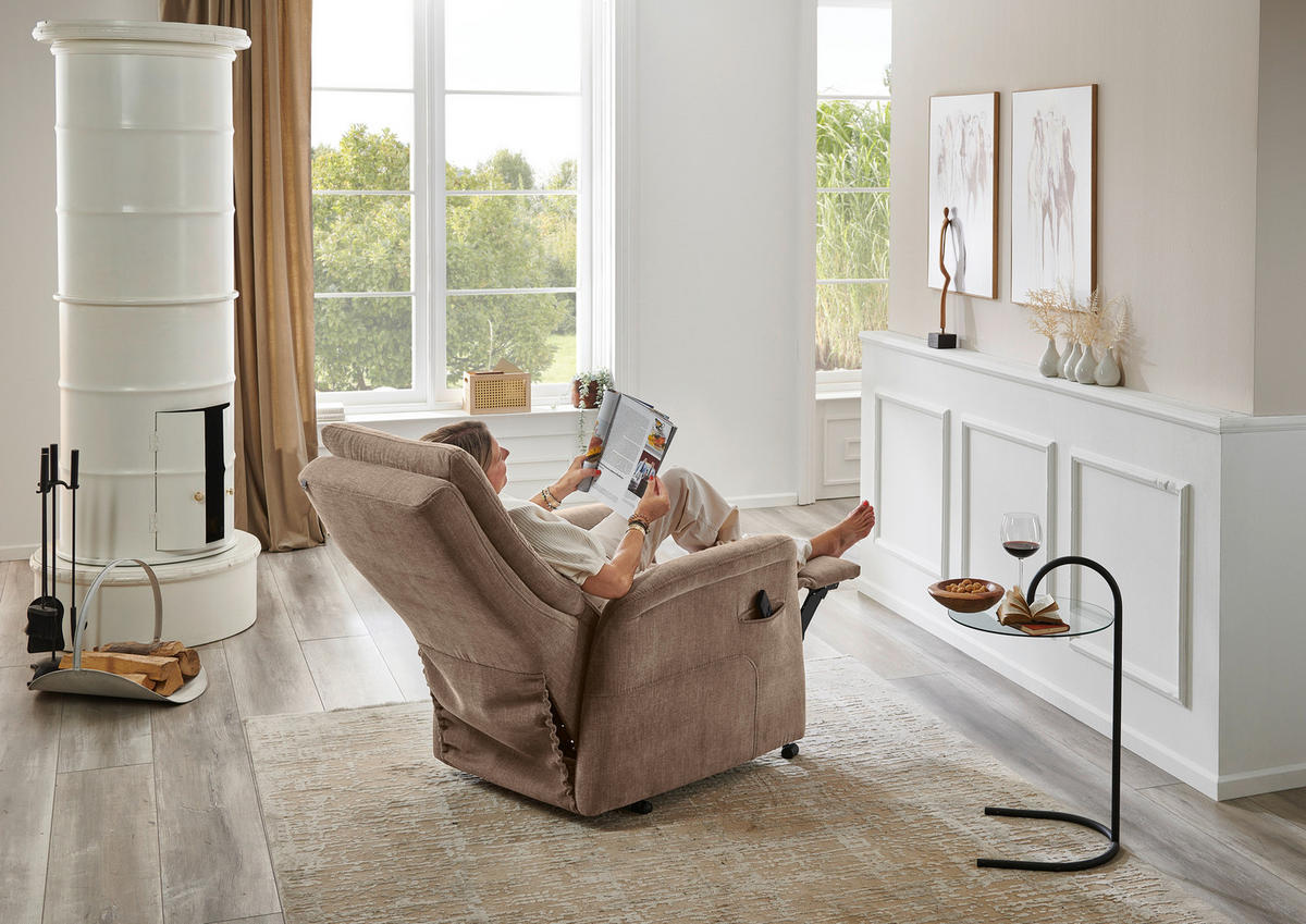 FERNSEHSESSEL in Chenille Beige  - Beige/Grau, Konventionell, Kunststoff/Textil (78/115/90cm) - Hukla