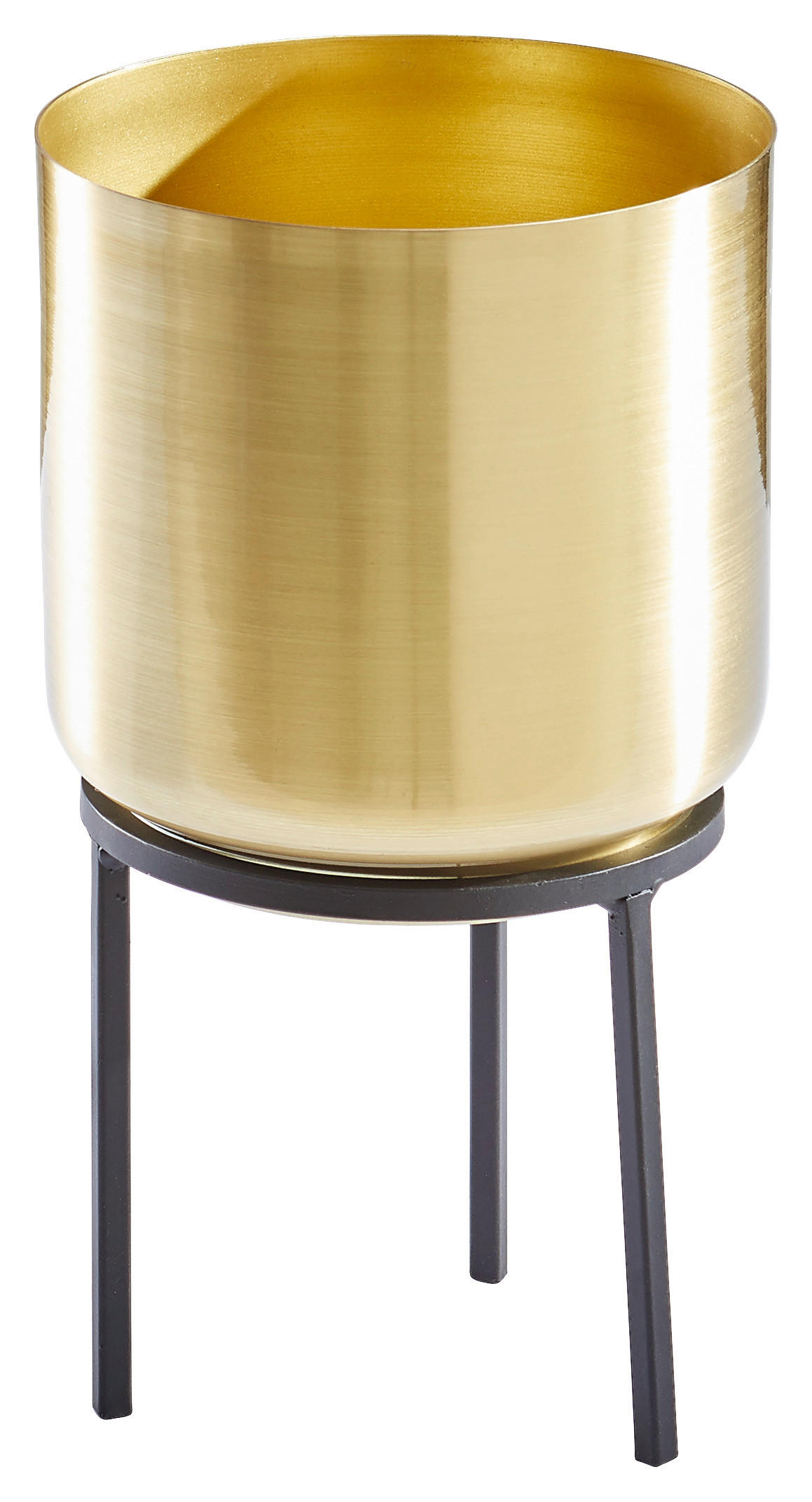BLUMENTOPF   - Goldfarben/Schwarz, Trend, Metall (13/23cm) - Ambia Home