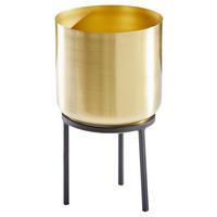 BLUMENTOPF   - Goldfarben/Schwarz, Trend, Metall (13/23cm) - Ambia Home