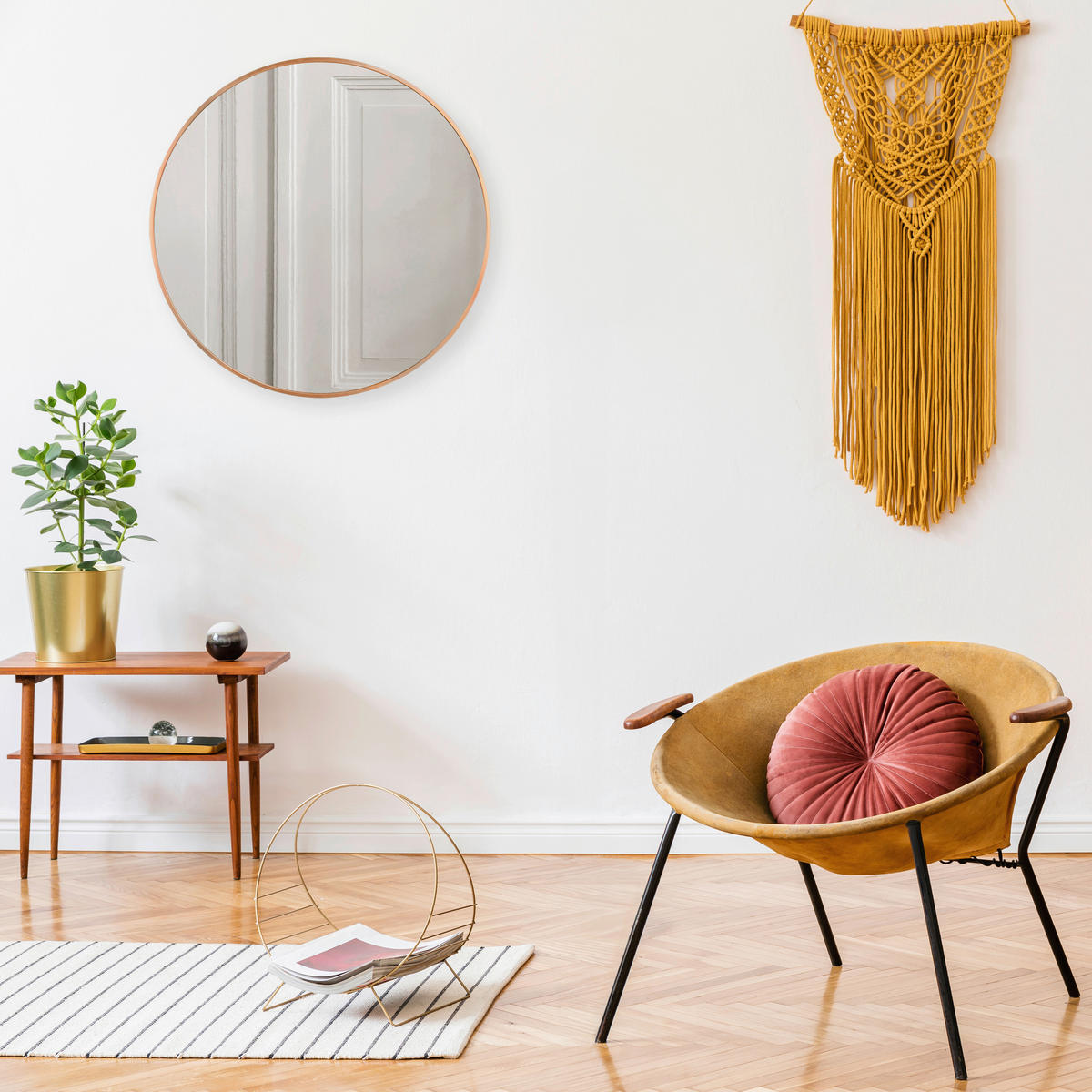 WANDSPIEGEL Goldfarben  - Goldfarben, Trend, Glas/Metall (70/70/3cm) - Boxxx