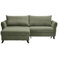 ECKSOFA Khaki Cord  - Khaki/Schwarz, ROMANTIK / LANDHAUS, Holz/Textil (245/159cm) - Stylife