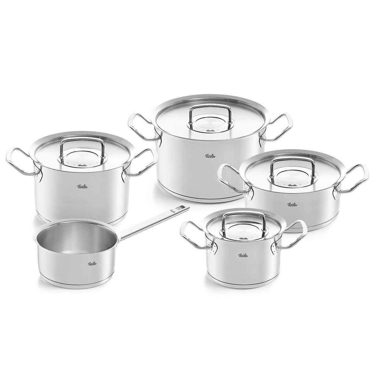 KOCHTOPFSET ORIGINAL-PROFI COLLECTION® 5-teilig  - Silberfarben, Design, Metall - Fissler
