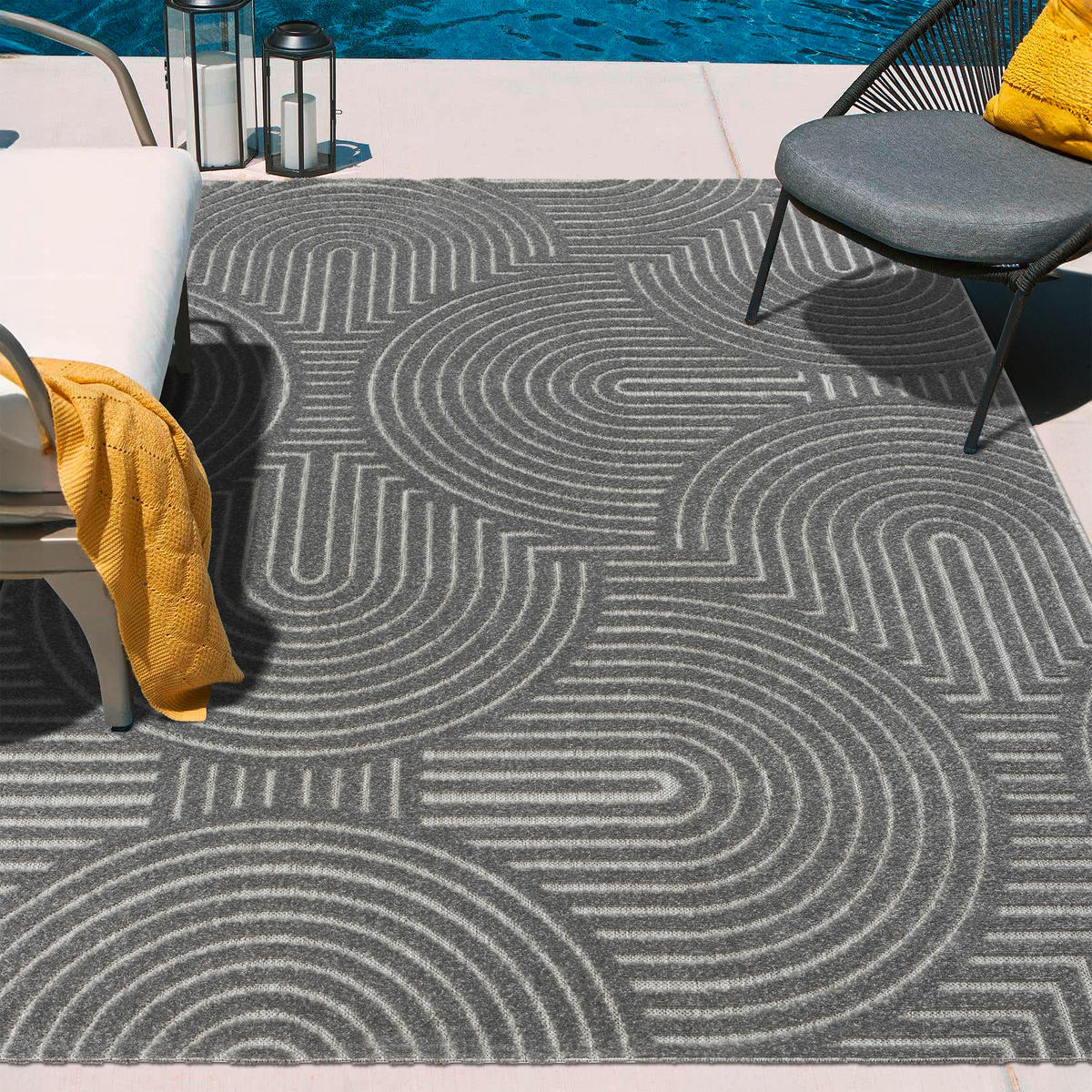 OUTDOORTEPPICH 60/110 cm Berlin Grau  - Grau, Basics, Kunststoff/Textil (60/110cm) - Novel