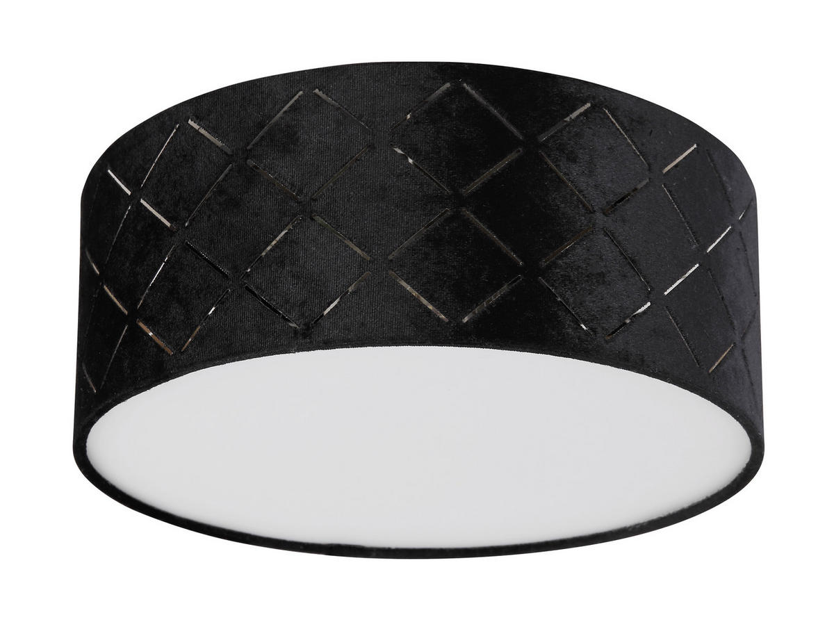 DECKENLEUCHTE  26/10 cm    - Opal/Schwarz, Basics, Kunststoff/Textil (26/10cm) - Globo