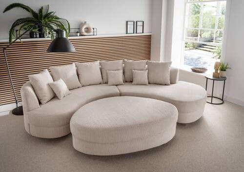 HOCKER in Textil Beige  - Beige/Schwarz, Design, Kunststoff/Textil (150/38/96cm) - Livetastic