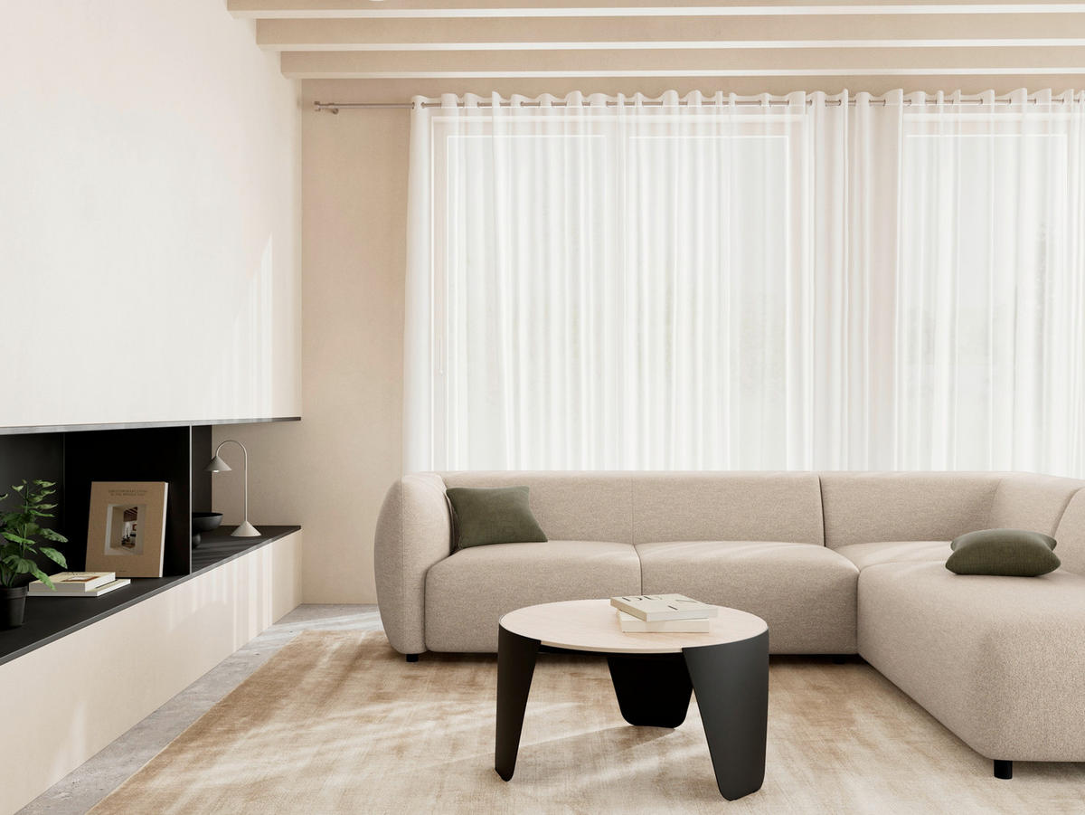 COUCHTISCH ALTEA 80/80/42 cm Schwarz, Beige  - Beige/Schwarz, Design, Keramik/Metall (80/80/42cm) - MID.YOU