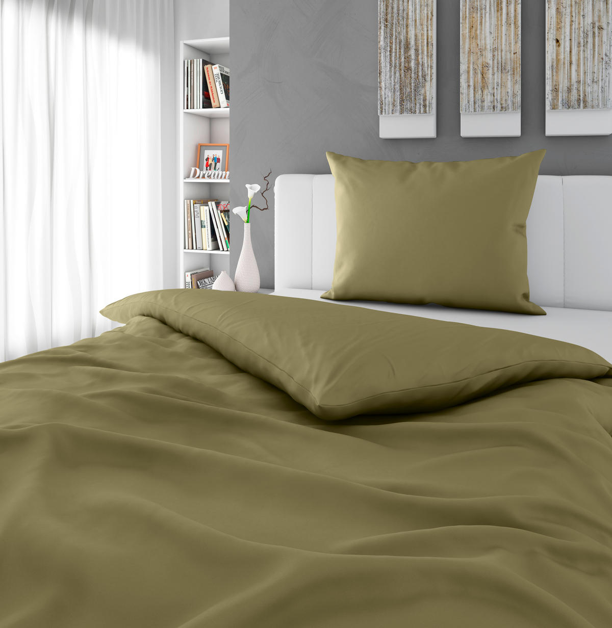BETTWÄSCHE 2-teilig Renforcé 140/200 cm  - Grün, Basics, Textil (140/200cm) - Esposa