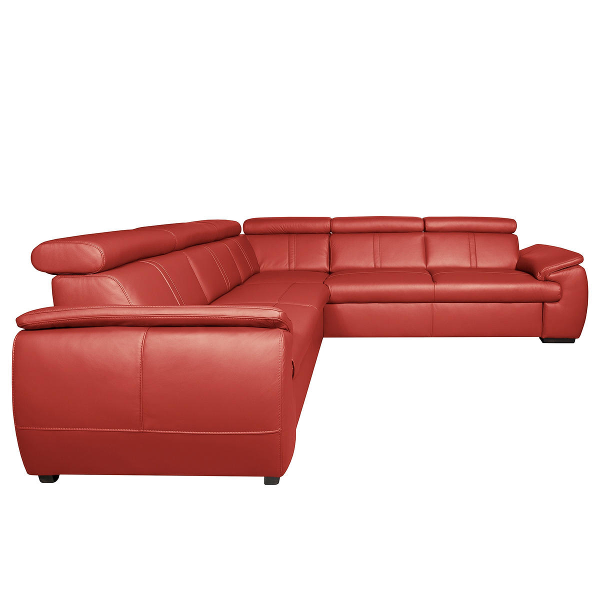 ECKSOFA  in Echtleder Rot  - Rot/Schwarz, Design, Leder/Holz (265/265cm) - Livetastic