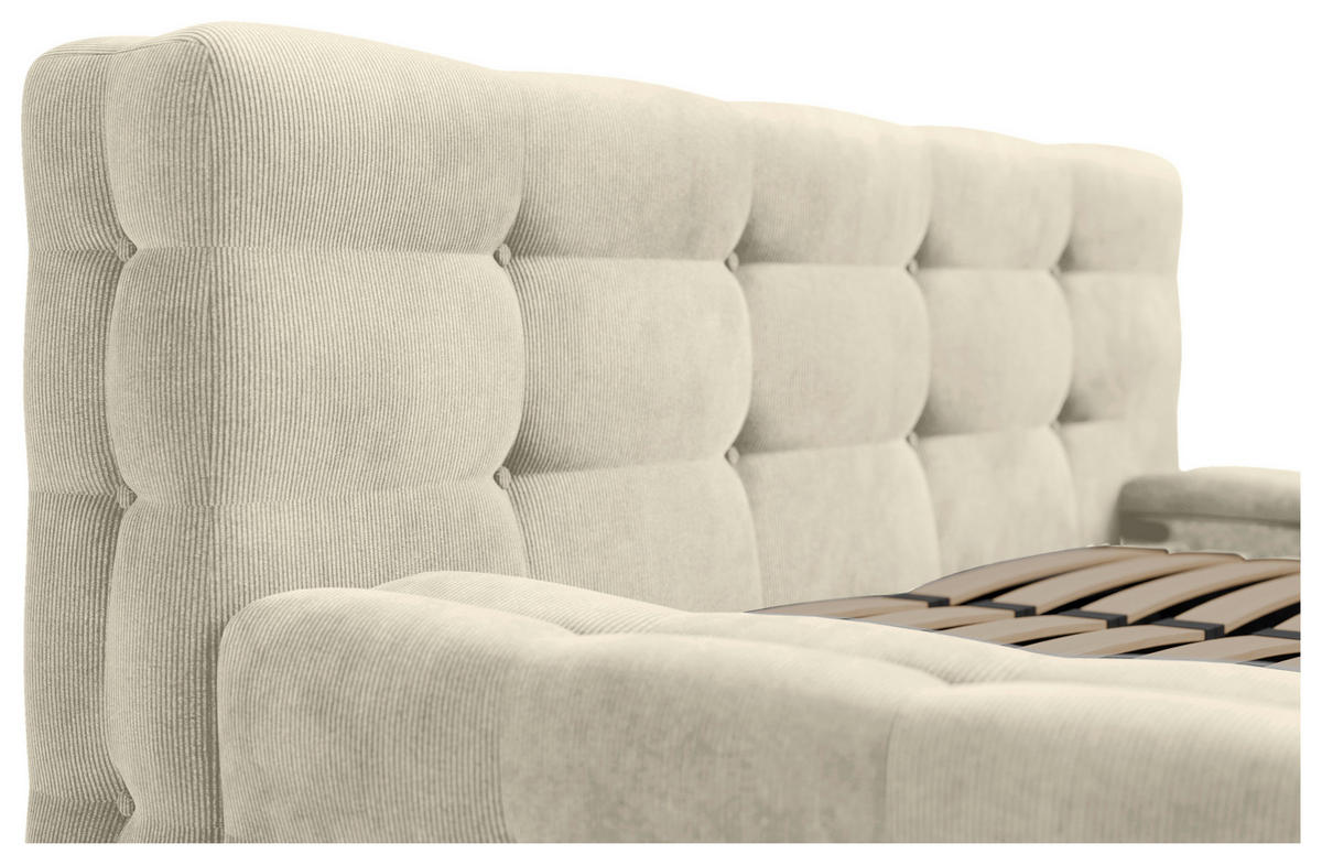 POLSTERBETT Lattenrost, Bettkasten 180/200 cm  in Beige  - Beige/Schwarz, Design, Holz/Textil (180/200cm) - Boxxx
