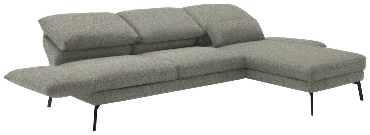 ECKSOFA in Flachgewebe Naturfarben  277/175 cm  - Schwarz/Naturfarben, Design, Textil/Metall (277/175cm) - Schöner Wohnen