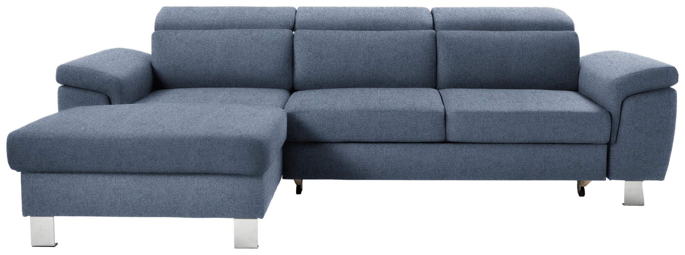 ECKSOFA inkl. Funktionen Blau Webstoff  - Blau/Silberfarben, Design, Textil/Metall (167/250cm) - Xora
