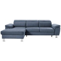 ECKSOFA in Webstoff Blau  167/250 cm  - Blau/Silberfarben, Design, Textil/Metall (167/250cm) - Xora