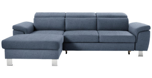 ECKSOFA in Webstoff Blau  - Blau/Silberfarben, Design, Textil/Metall (167/250cm) - Xora