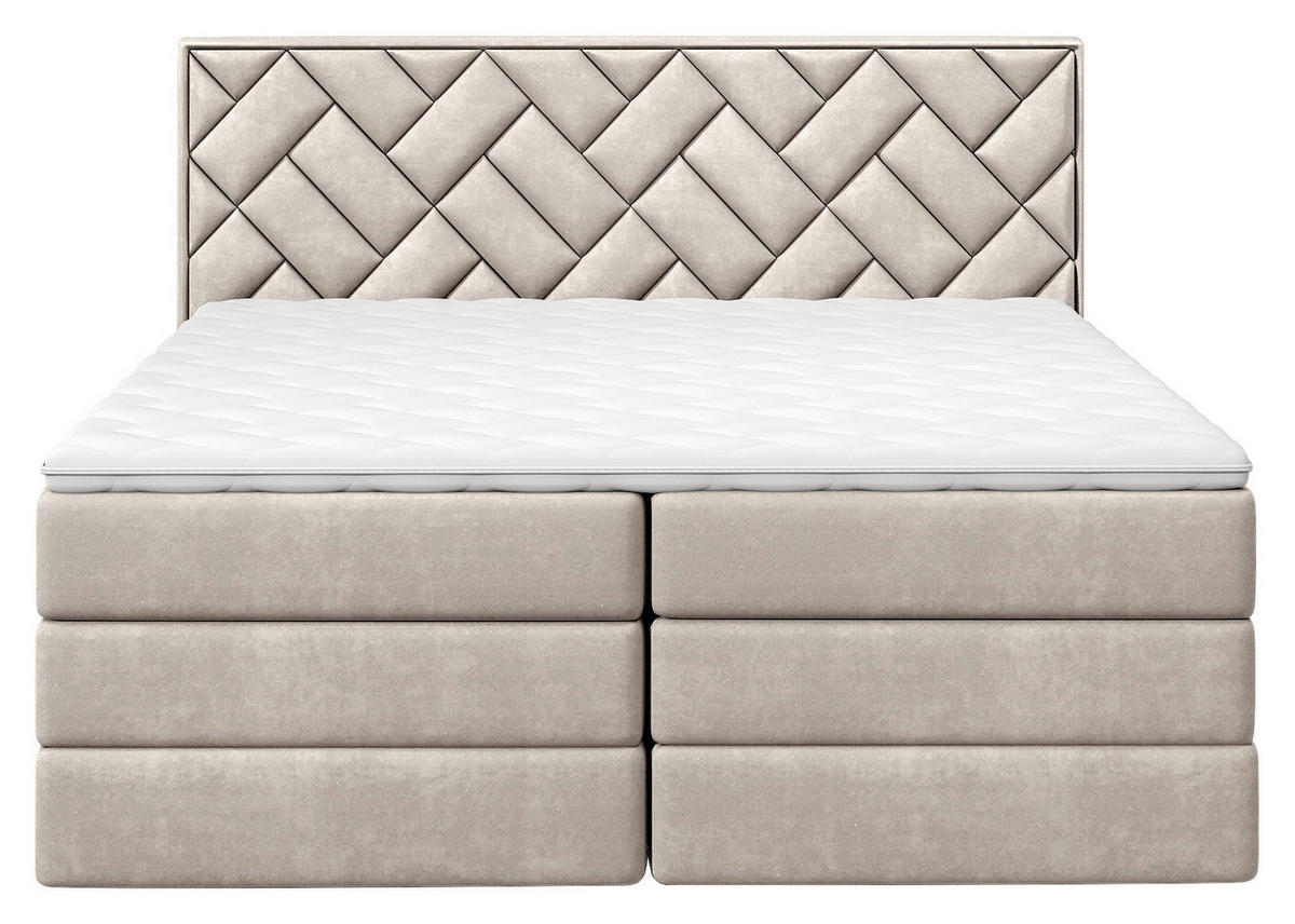KONTINENTALSÄNG 160/200 cm  i beige  - beige/svart, Modern, trämaterial/textil (160/200cm) - MID.YOU