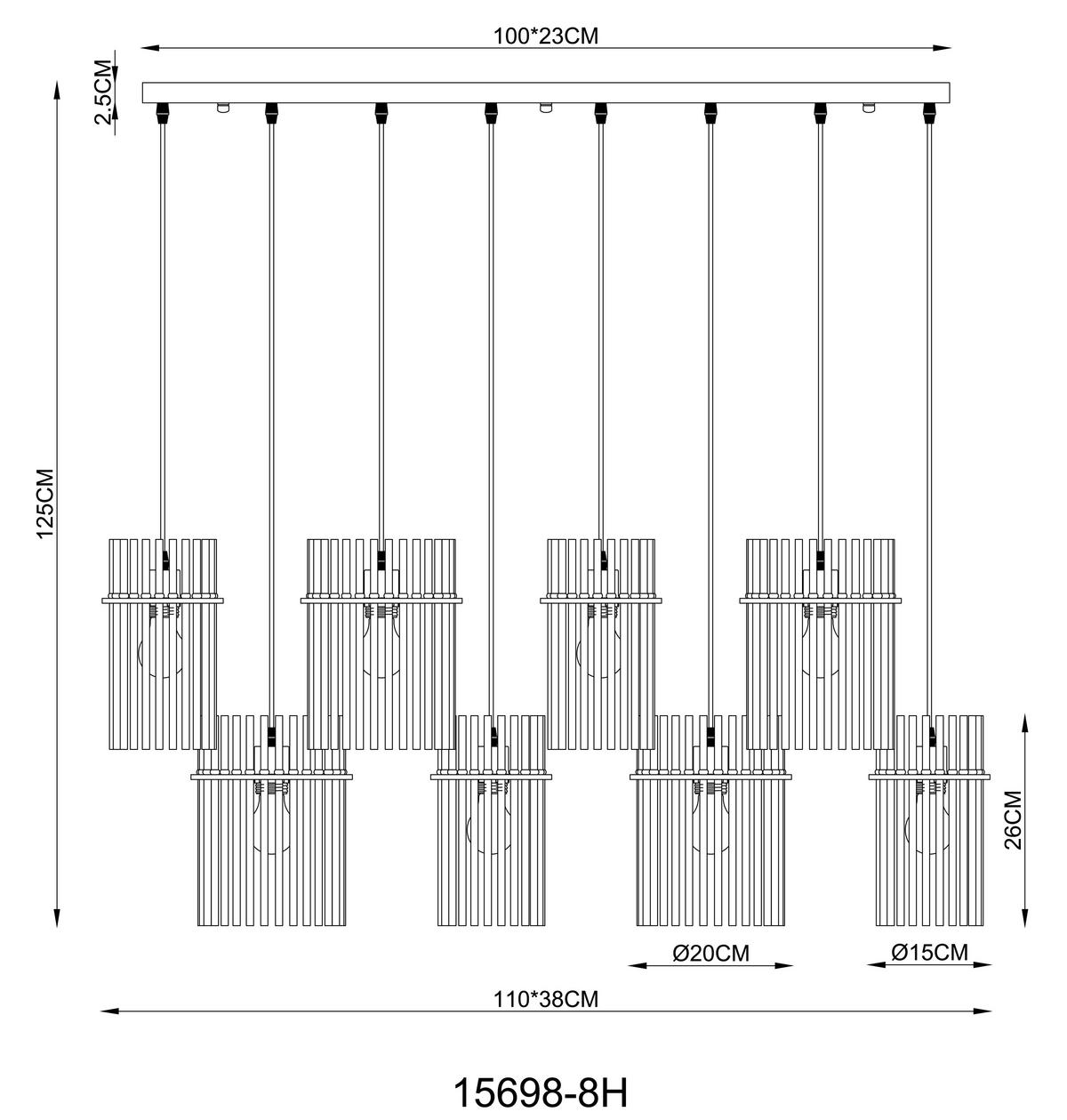 SVJETILJKA VISEĆA    110/38/125 cm    GORLEY  - siva/crna, Basics, staklo/metal (110/38/125cm) - Globo