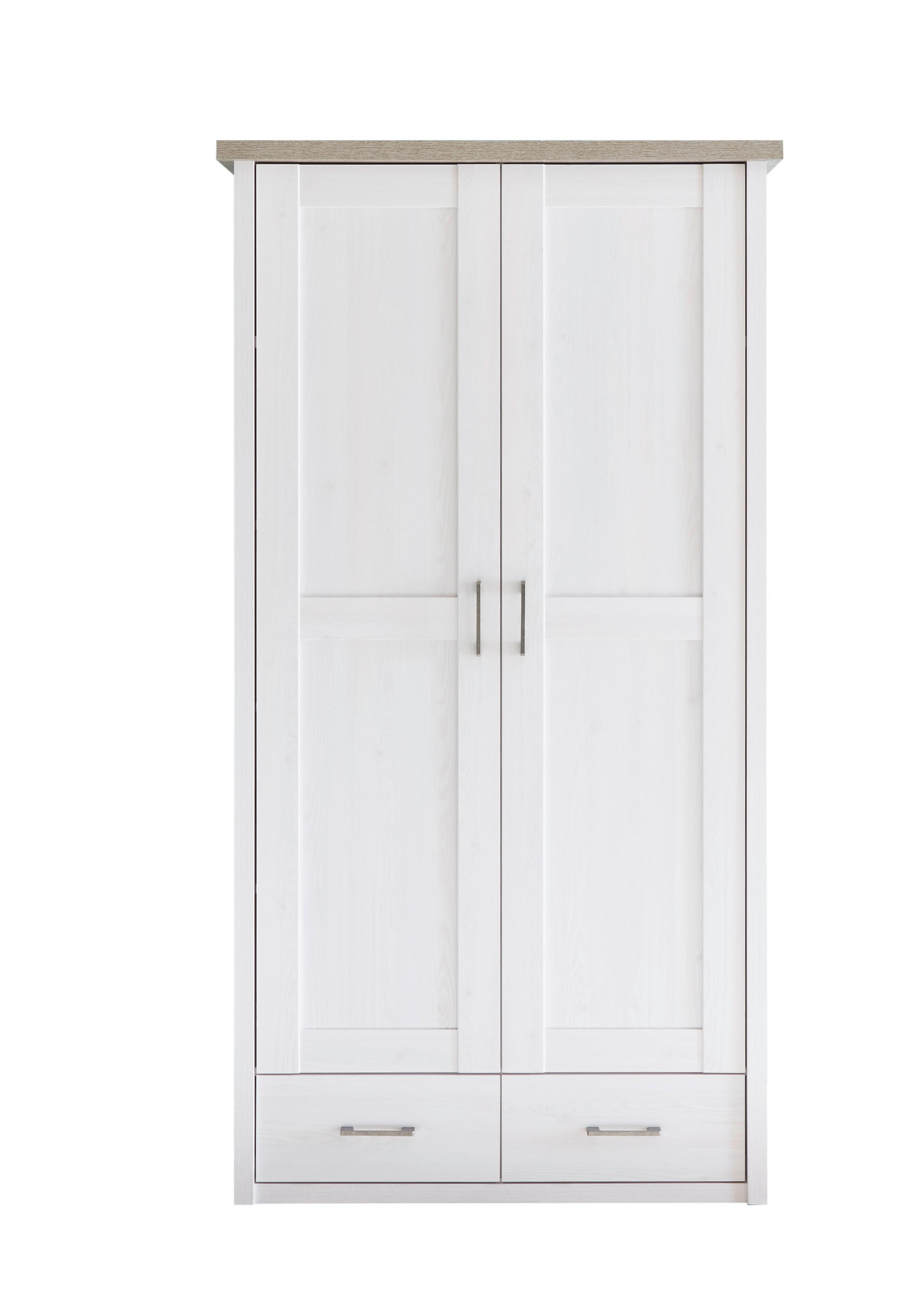 BABYKLEIDERSCHRANK Luca / Corner Weiß, Eichefarben  - Eichefarben/Anthrazit, Basics, Holzwerkstoff/Metall (106/201/55cm)