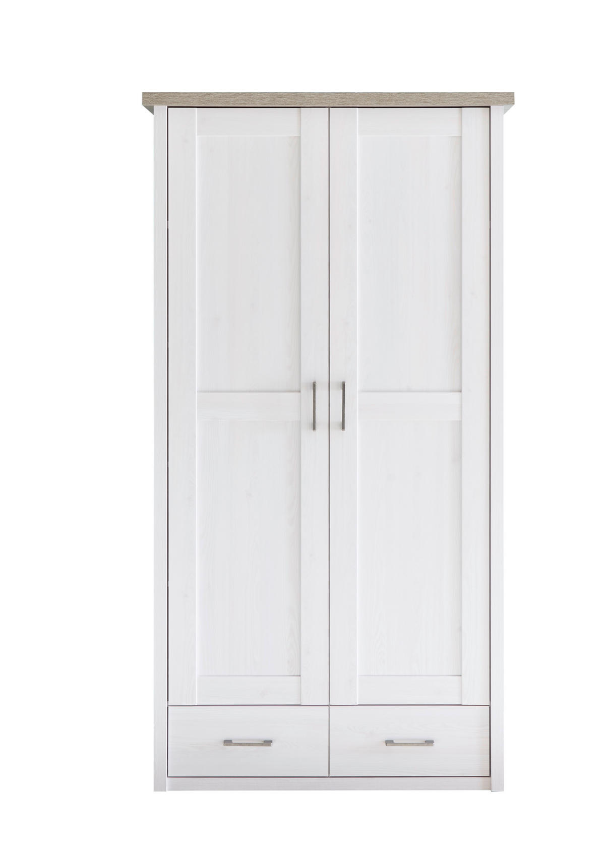 BABYKLEIDERSCHRANK Luca / Corner Weiß, Eichefarben  - Eichefarben/Anthrazit, Basics, Holzwerkstoff/Metall (106/201/55cm)