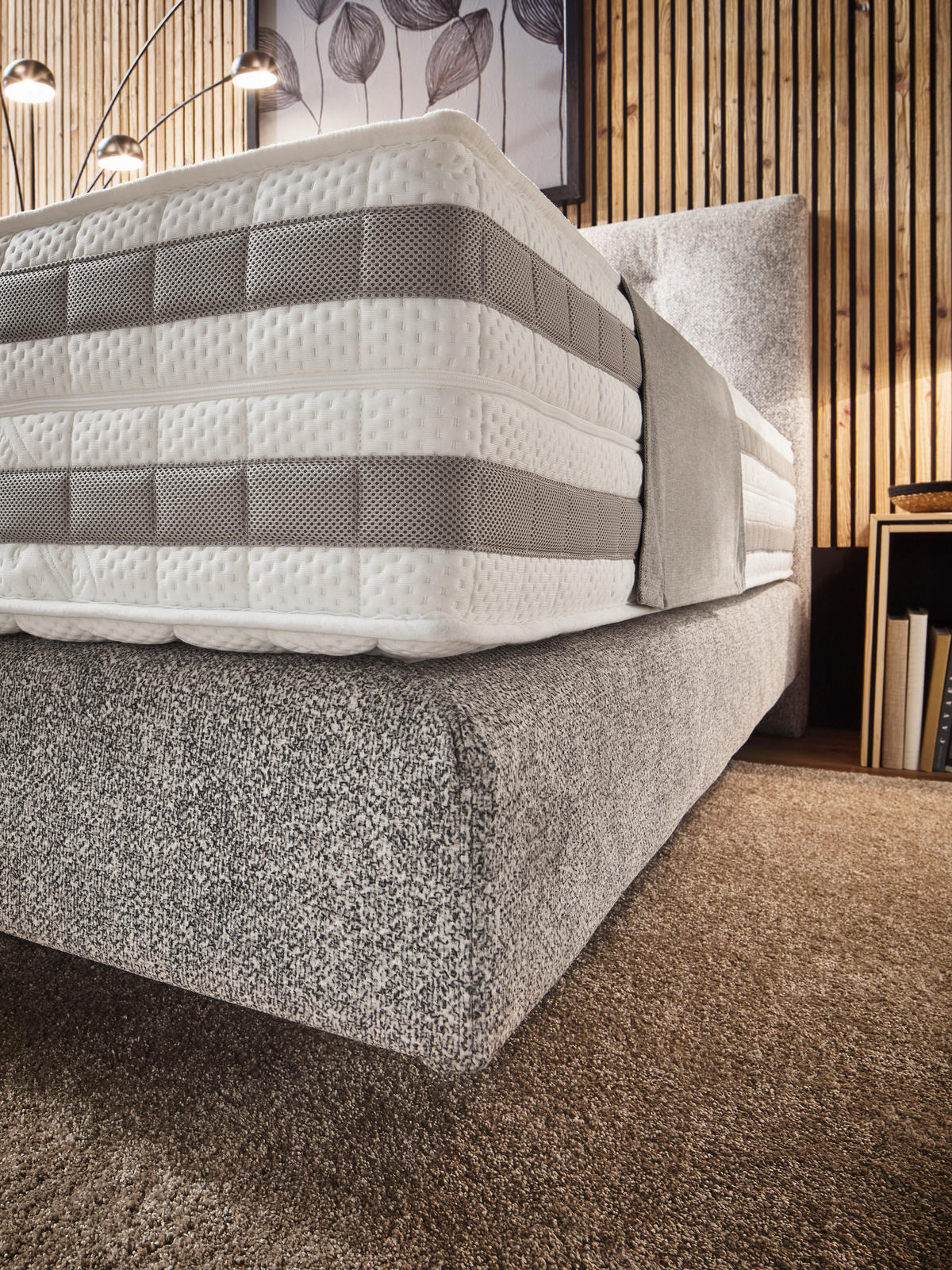BOXSPRINGBETT 180/200 cm  in Grau  - Schwarz/Grau, KONVENTIONELL, Kunststoff/Textil (180/200cm) - Dieter Knoll