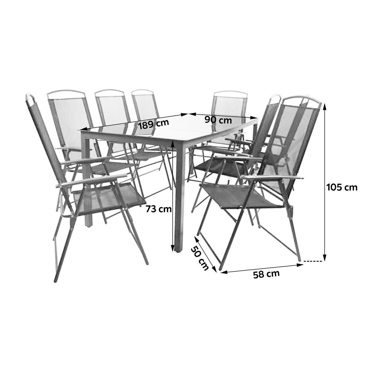 GARTENTISCHGRUPPE  - Anthrazit, Basics, Glas/Textil - Gardenson