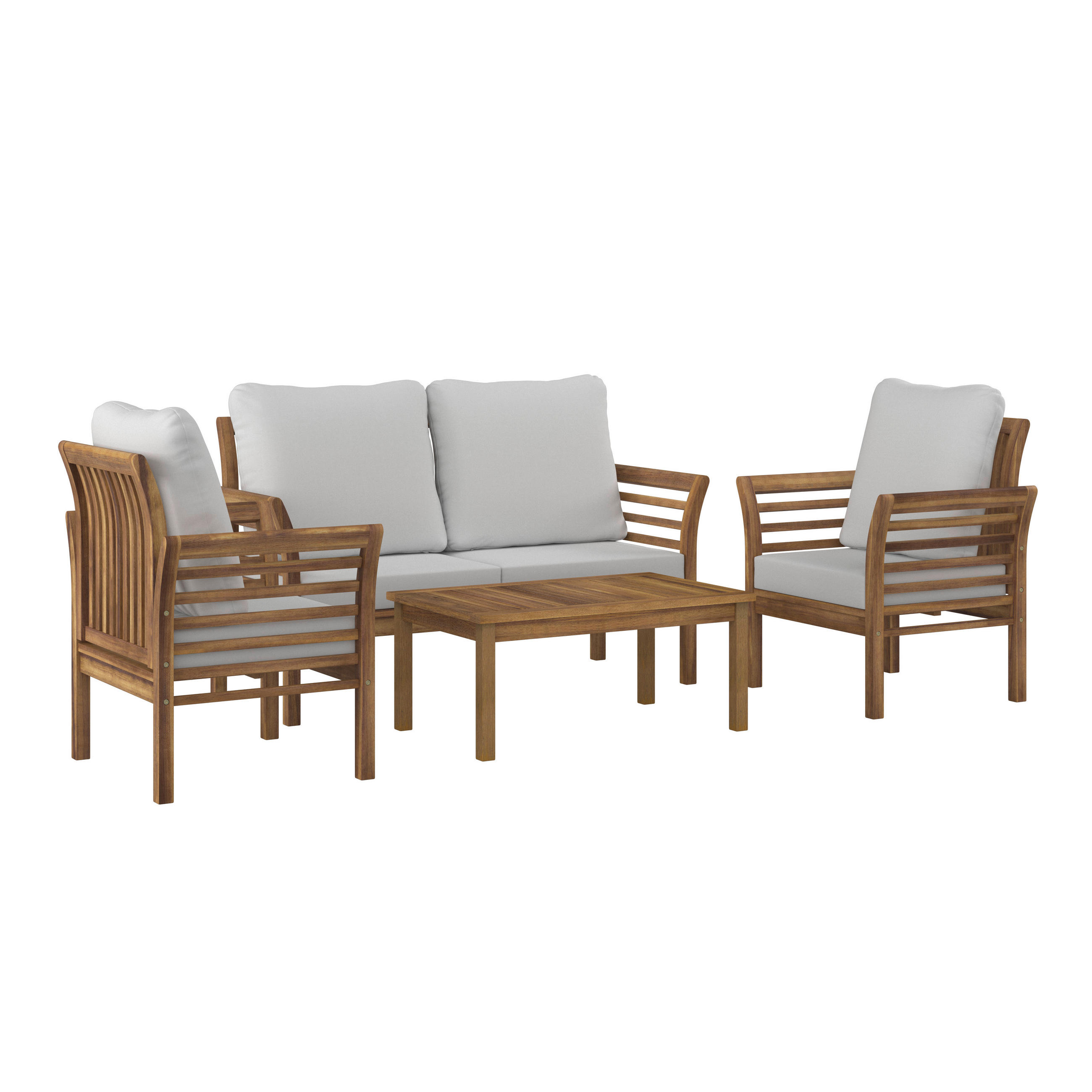 GARTENSET Akazie vollmassiv  - Ecru/Naturfarben, MODERN, Holz/Textil (80/50/35cm) - Ambia Garden
