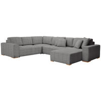 WOHNLANDSCHAFT in Cord Grau  - Buchefarben/Schwarz, Konventionell, Holz/Kunststoff (283/371/208cm) - Livetastic