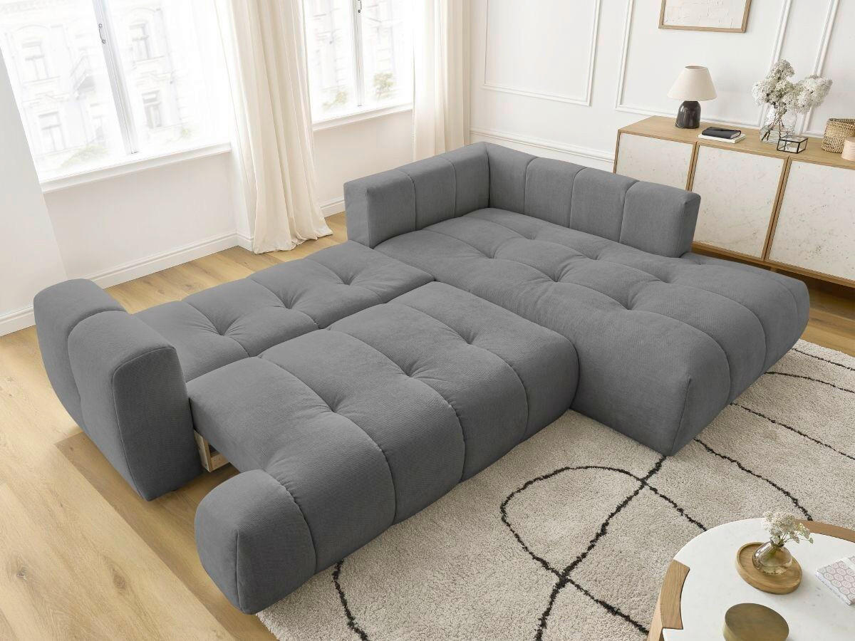 ECKSCHLAFSOFA FUJI Leinenoptik Dunkelgrau  inkl.  - Dunkelgrau/Schwarz, MODERN, Kunststoff/Textil (282/204cm)
