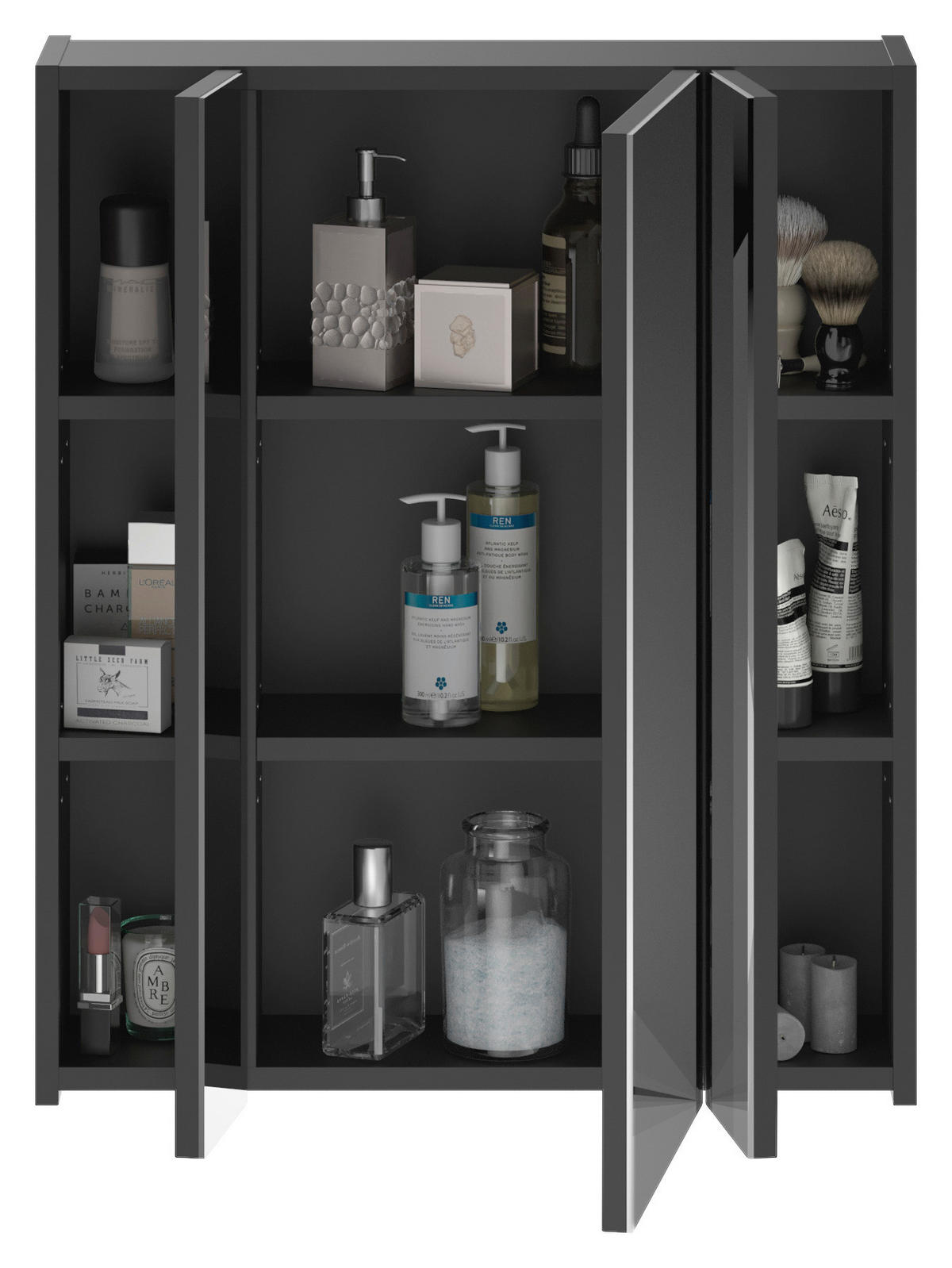 SPIEGELSCHRANK 60/71/19 cm  - Schwarz, MODERN, Glas/Holzwerkstoff (60/71/19cm) - MID.YOU