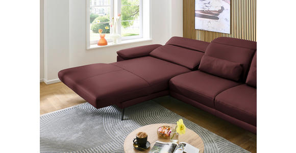 ECKSOFA in Echtleder Brombeere 193/332 cm - Brombeere/Schwarz, Design, Leder/Metall (193/332cm) - Dieter Knoll