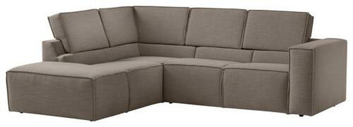ECKSOFA in Struktur Grau, Taupe  - Taupe/Schwarz, Modern, Kunststoff/Textil (220/275cm) - Trendmanufaktur