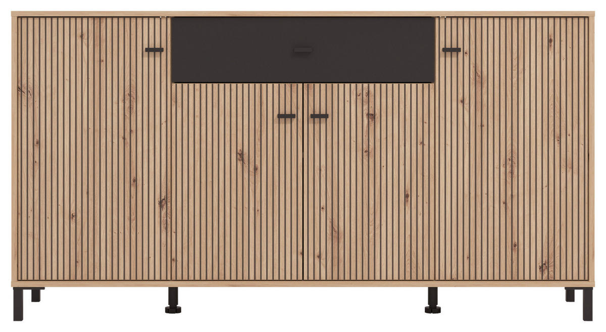 SIDEBOARD  in 170/90/40 cm  - Schwarz/Eiche Artisan, Basics, Holzwerkstoff/Kunststoff (170/90/40cm) - Carryhome