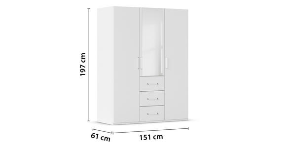 DREHTÜRENSCHRANK in Weiß - Weiß, Design, Glas/Holzwerkstoff (151/197/60cm) - Novel