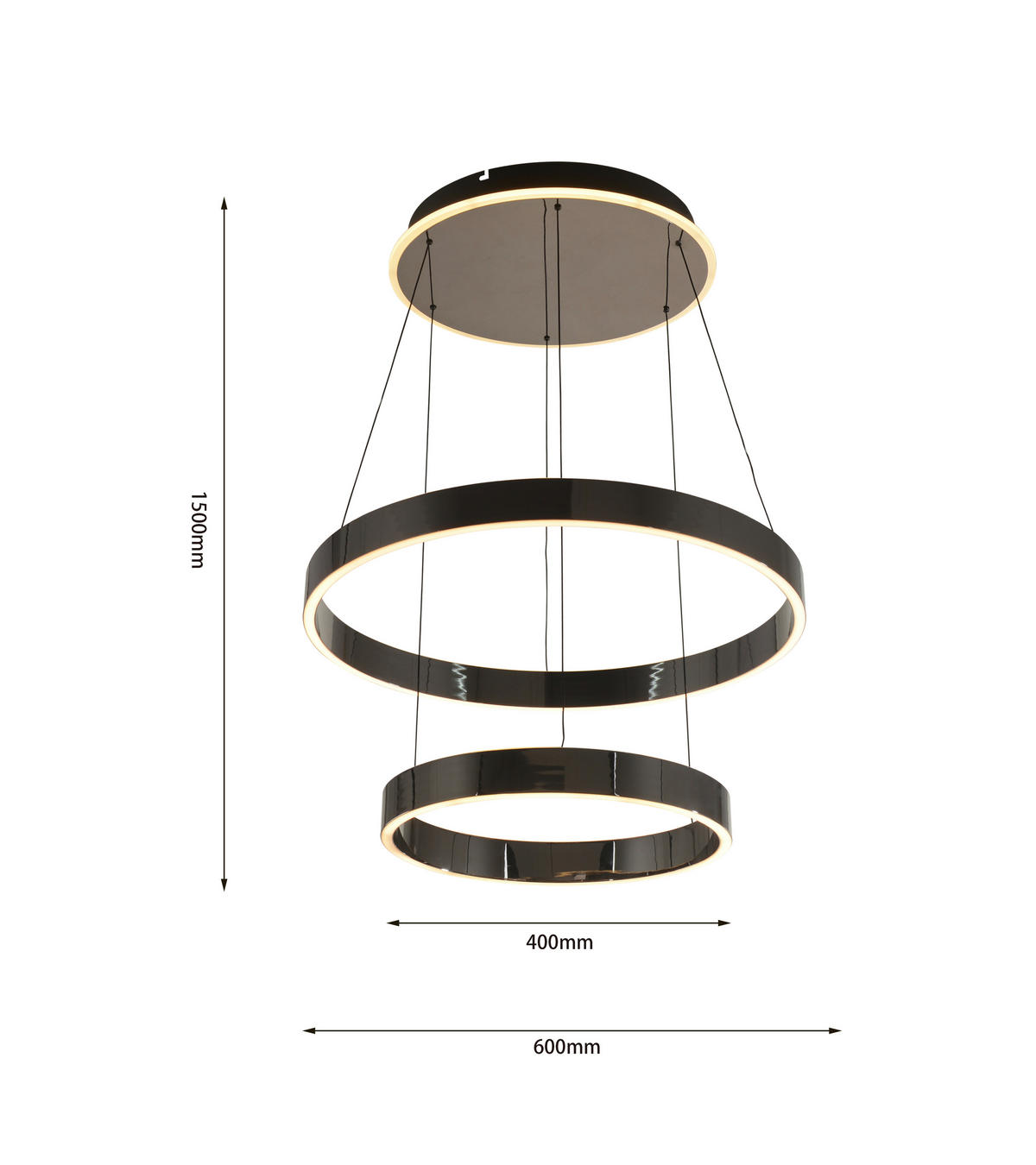LED-HÄNGELEUCHTE 60/150 cm  - Schwarzchrom, Design, Kunststoff/Metall (60/150cm)