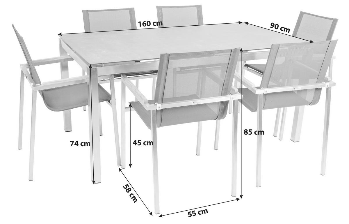 DINING-LOUNGESET  - Silberfarben/Grau, Basics, Glas/Holz (160/74/90cm) - Gardenson
