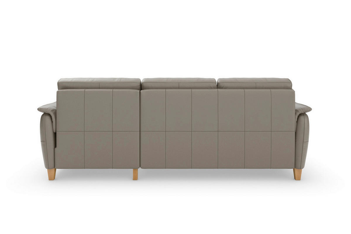 ECKSOFA PALMERA E Grau Echtleder  - Eichefarben/Grau, Basics, Leder/Holz (244/163cm) - Sit & More