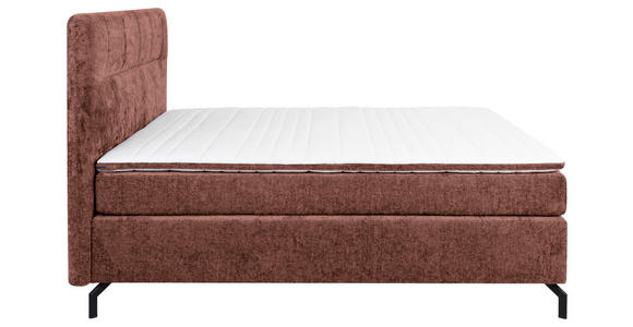 BOXSPRINGBETT 180/200 cm,  in Rotbraun, Topper, H2 + H2 = mittel  - Rotbraun/Schwarz, Design, Textil/Metall (180/200cm) - Esposa