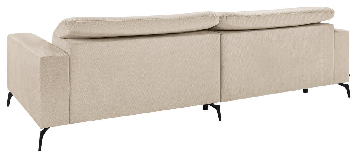 ECKSOFA Creme Webstoff  - Creme/Schwarz, KONVENTIONELL, Textil/Metall (285/180cm) - SetOne by Musterring