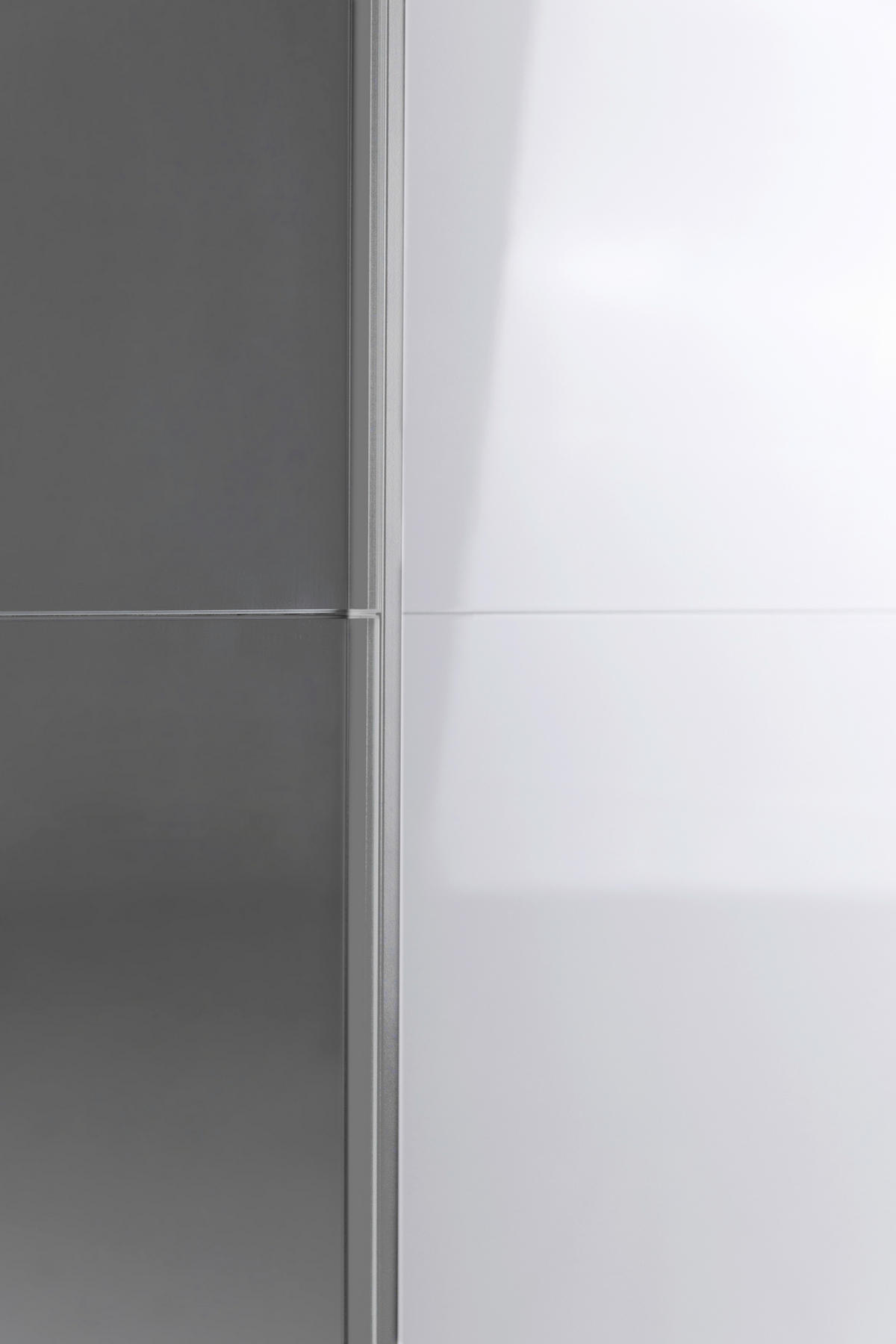 SCHIEBETÜRENSCHRANK 150/210/62 cm 2-türig Weiß  - Weiß Hochglanz/Alufarben, MODERN, Holzwerkstoff/Metall (150/210/62cm) - MID.YOU