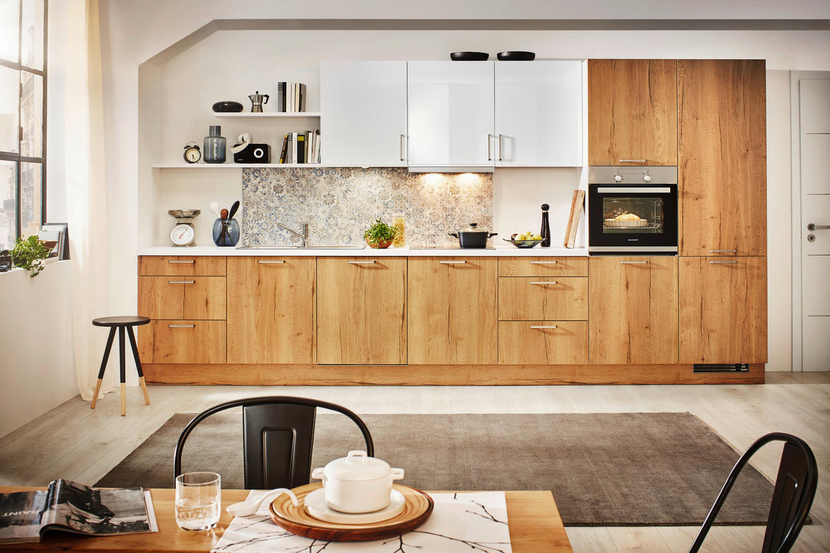 EINBAUKÜCHE TORONTO  - Eichefarben/Weiß, Design, Holzwerkstoff - Moderano