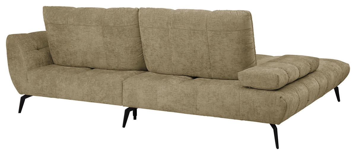 ECKSOFA Olivgrün Flachgewebe Rücken echt, Sitztiefenverstellung  - Schwarz/Olivgrün, KONVENTIONELL, Textil/Metall (211/273cm) - SetOne by Musterring
