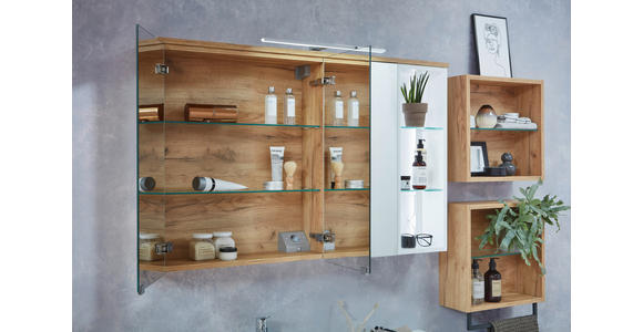 BADEZIMMER in 120 cm - Eichefarben/Weiß, Basics, Glas/Holzwerkstoff (120cm) - Dieter Knoll