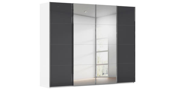 SCHWEBETÜRENSCHRANK 271/223/68 cm 4-türig Schwarz, Weiß  - Chromfarben/Schwarz, Design, Glas/Holzwerkstoff (271/223/68cm) - Novel