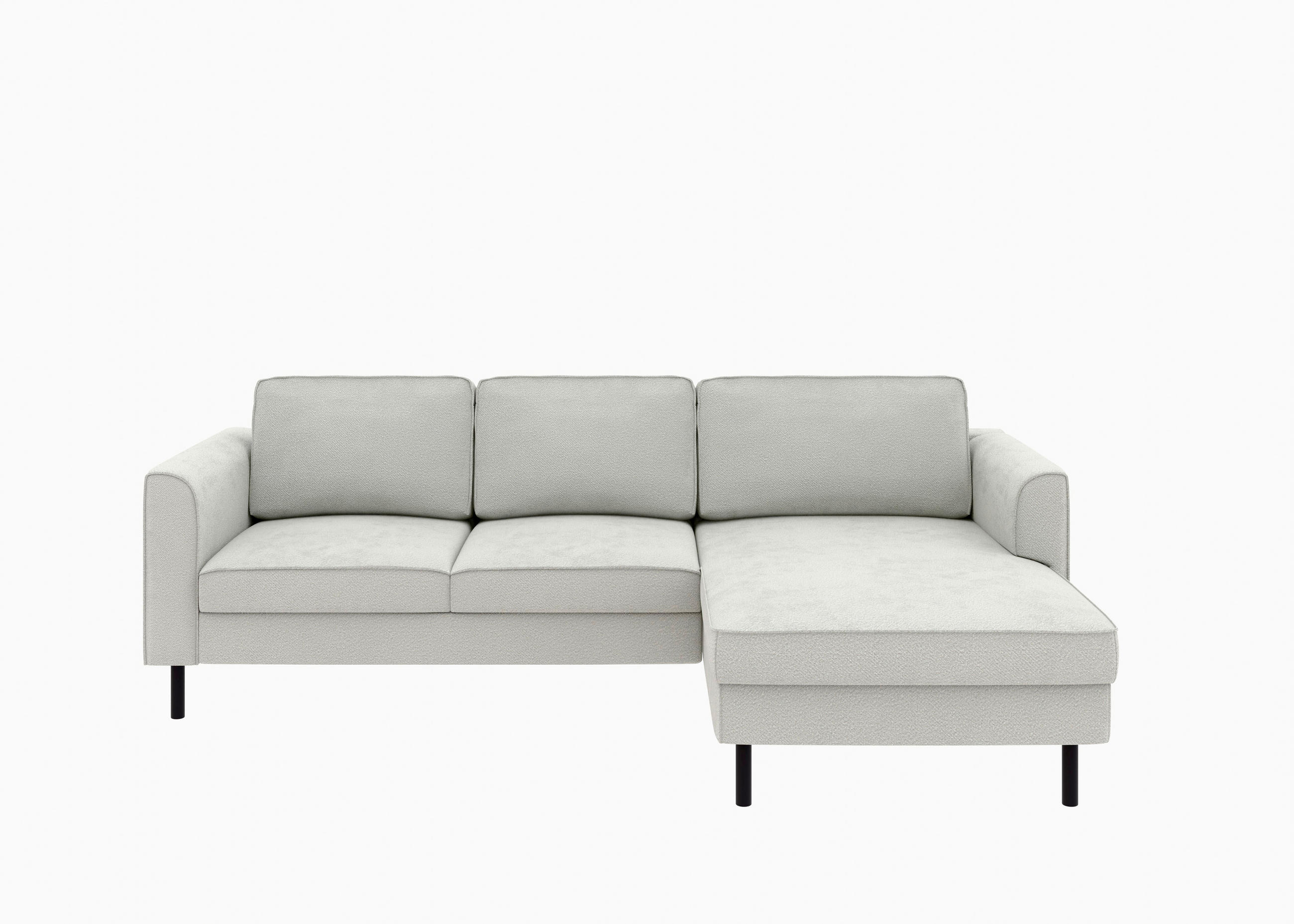 ECKSOFA Struktur Weiss  - Weiss/Schwarz, Modern, Textil/Metall (232/161cm) - Trendmanufaktur