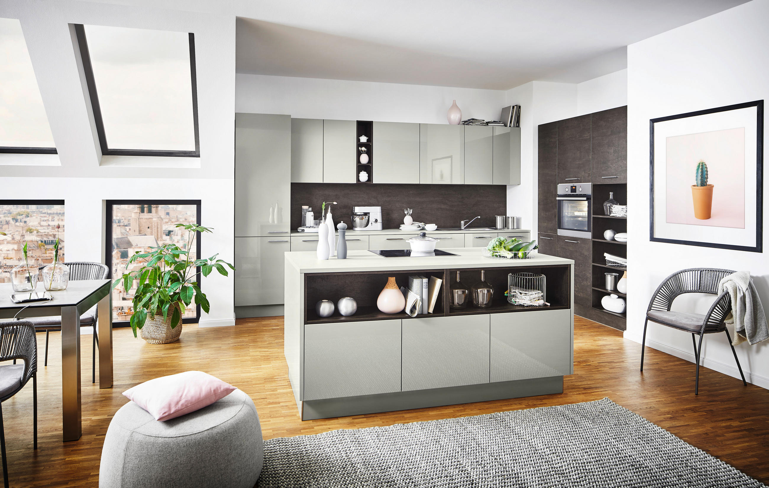 EINBAUKÜCHE NOVA LACK  - Eichefarben/Grau, Basics - Nolte Küchen