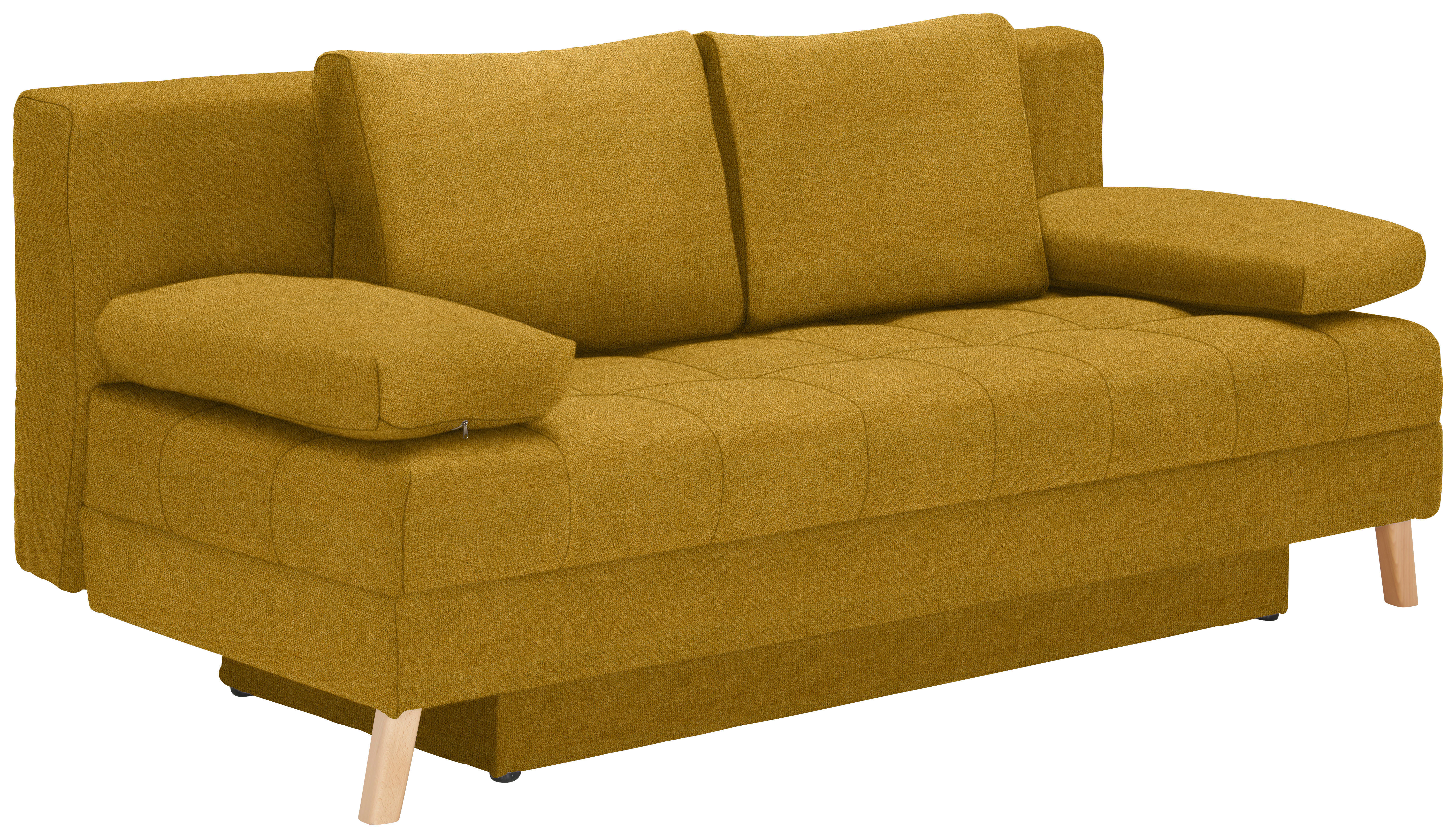 ROZKLÁDACÍ POHOVKA, textil, žlutá - přírodní barvy/žlutá, Konvenční, dřevo/textil (195/90/90cm) - Cantus