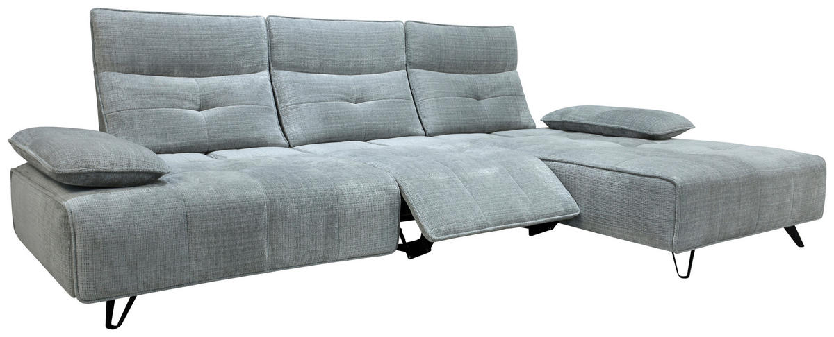 ECKSOFA Hellgrau Chenille  - Hellgrau/Schwarz, Design, Kunststoff/Textil (314/162cm) - Livetastic