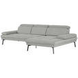 ECKSOFA Ottomane rechts, Eckteil  More_LZ Hellgrau Webstoff  - Hellgrau/Schwarz, Design, Textil/Metall (296/188cm) - Xora