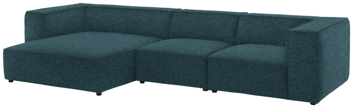 ECKSOFA in Flachgewebe Blau  164/341 cm  - Blau/Schwarz, Design, Kunststoff/Textil (164/341cm) - W.Schillig