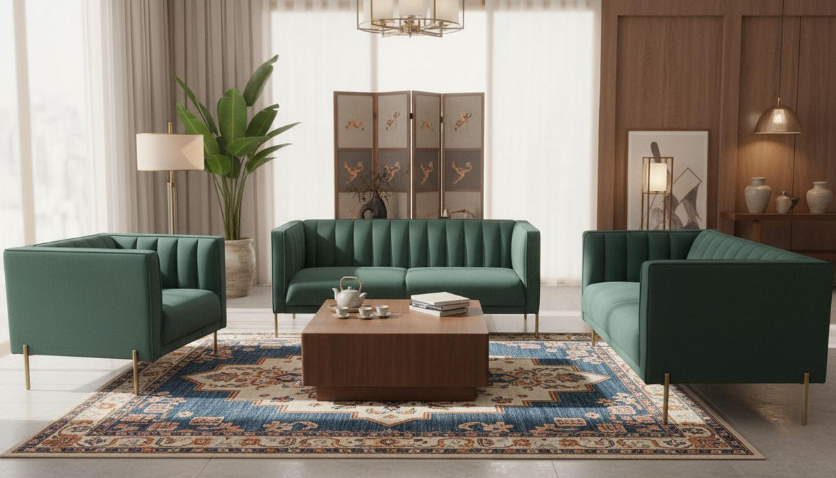 2-SITZER-SOFA Samt Grün  - Goldfarben/Grün, Design, Textil/Metall (144/75/85cm) - Livetastic