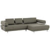 ECKSOFA in Echtleder Grau  - Grau, Design, Leder/Metall (307/188cm)