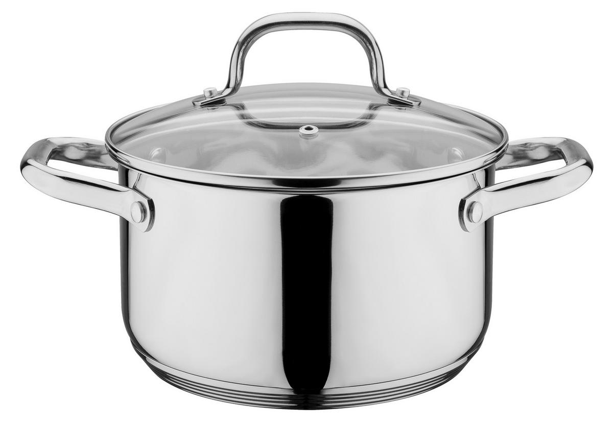 KOCHTOPFSET TRENTINO 5-teilig  - Klar/Edelstahlfarben, Basics, Glas/Metall - GSW